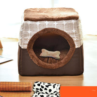 HKM-9397949 Four Seasons Space Capsule Cat House - Stylish Cloth Design with Sleeping Mat, Blanket, and Toy, Multiple Patterns Available