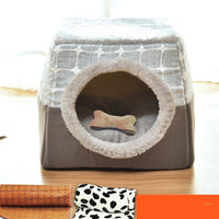 HKM-9397949 Four Seasons Space Capsule Cat House - Stylish Cloth Design with Sleeping Mat, Blanket, and Toy, Multiple Patterns Available