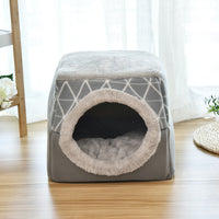 HKM-9397949 Four Seasons Space Capsule Cat House - Stylish Cloth Design with Sleeping Mat, Blanket, and Toy, Multiple Patterns Available