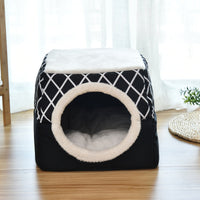 HKM-9397949 Four Seasons Space Capsule Cat House - Stylish Cloth Design with Sleeping Mat, Blanket, and Toy, Multiple Patterns Available