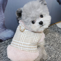HKM-9398333 Thickened Cotton Dog Coat for Warmth - Stylish Pet Apparel in Pink, Blue, Beige