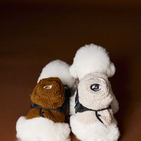 HKM-9398461 Plush Sleeveless Velvet Vest for Pets - Coffee & Beige Colors, Sizes XS to XXL