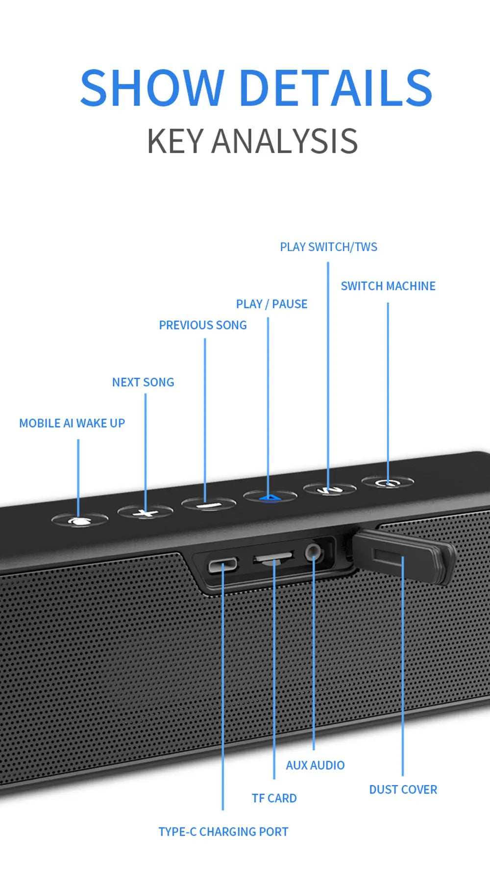 HKM-939859 Portable Wireless Speaker with IPX7 Waterproof Rating and 24 Hours Playtime, Dual 20W Bass Performance