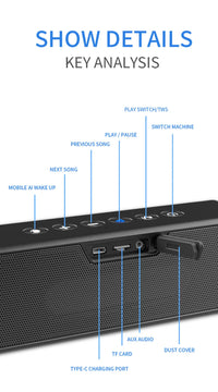HKM-939859 Portable Wireless Speaker with IPX7 Waterproof Rating and 24 Hours Playtime, Dual 20W Bass Performance