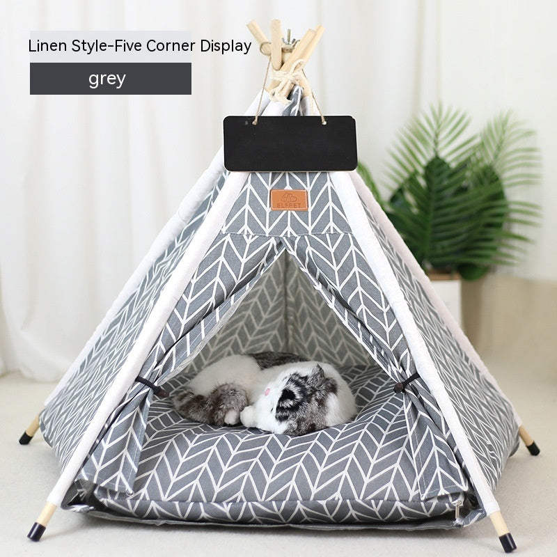 HKM-9398717 Cozy Removable & Washable Cat Tent with Insulation, Foldable Design - Various Sizes Available