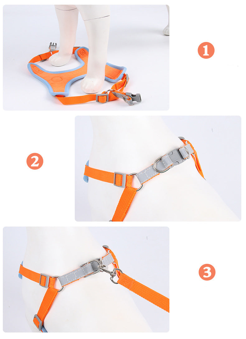 HKM-9398973 Soft Mesh Dog and Cat Harness with Reflective Leash, Comfortable Chest Strap, Lightweight Design