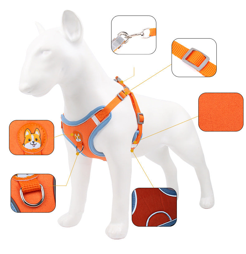 HKM-9398973 Soft Mesh Dog and Cat Harness with Reflective Leash, Comfortable Chest Strap, Lightweight Design