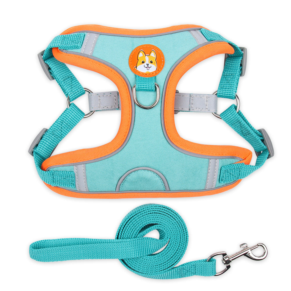 HKM-9398973 Soft Mesh Dog and Cat Harness with Reflective Leash, Comfortable Chest Strap, Lightweight Design