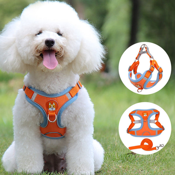 HKM-9398973 Soft Mesh Dog and Cat Harness with Reflective Leash, Comfortable Chest Strap, Lightweight Design