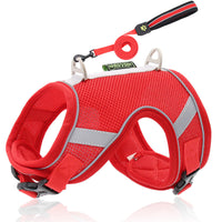 HKM-9399485 Adjustable Reflective Mesh Dog Harness with Traction Rope in Multiple Colors
