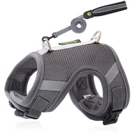 HKM-9399485 Adjustable Reflective Mesh Dog Harness with Traction Rope in Multiple Colors