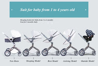 HKM-940051 3 in 1 Compact Baby Stroller with PU Zipper and Aluminium Alloy Frame - Versatile Travel System