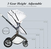 HKM-940051 3 in 1 Compact Baby Stroller with PU Zipper and Aluminium Alloy Frame - Versatile Travel System