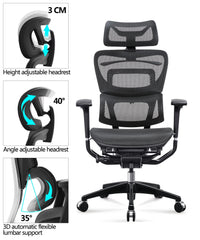 HKM-940307 Ergonomic Reclining Computer Gaming Chair with Adjustable 3D Armrests and 360-Degree Swivel