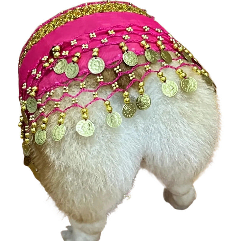 HKM-9404477 Enthusiastic Dog Fart Hip Scarf with Sequined Waist Chain in Multiple Colors