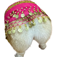 HKM-9404477 Enthusiastic Dog Fart Hip Scarf with Sequined Waist Chain in Multiple Colors