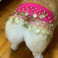 HKM-9404477 Enthusiastic Dog Fart Hip Scarf with Sequined Waist Chain in Multiple Colors