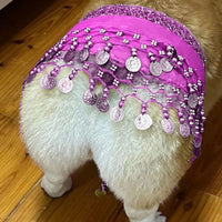 HKM-9404477 Enthusiastic Dog Fart Hip Scarf with Sequined Waist Chain in Multiple Colors