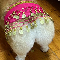 HKM-9404477 Enthusiastic Dog Fart Hip Scarf with Sequined Waist Chain in Multiple Colors