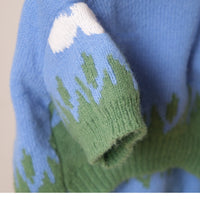 HKM-9405245 Cozy Blue Sky and White Clouds Crew Neck Sweater for Pets