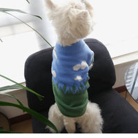 HKM-9405245 Cozy Blue Sky and White Clouds Crew Neck Sweater for Pets