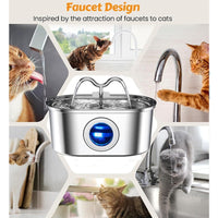 HKM-9405501 Stainless Steel 3.2L Automatic Pet Water Fountain with Dual Outlets and 4 Filters