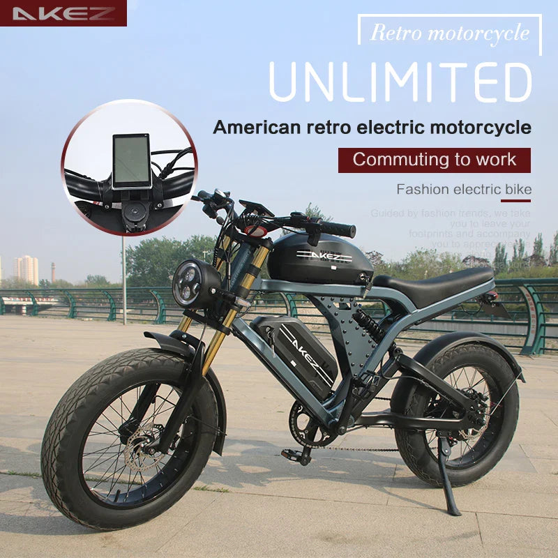 HKM-940563 Powerful 1500W Electric Bicycle with 7-Speed Gears and 20-Inch Fat Tires, Max Speed 50 km/h