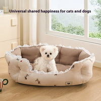 HKM-9406269 Semi-Enclosed Pet Bed for Small Dogs in Blue Plaid and Brown ¨C All Seasons Available, Multiple Sizes