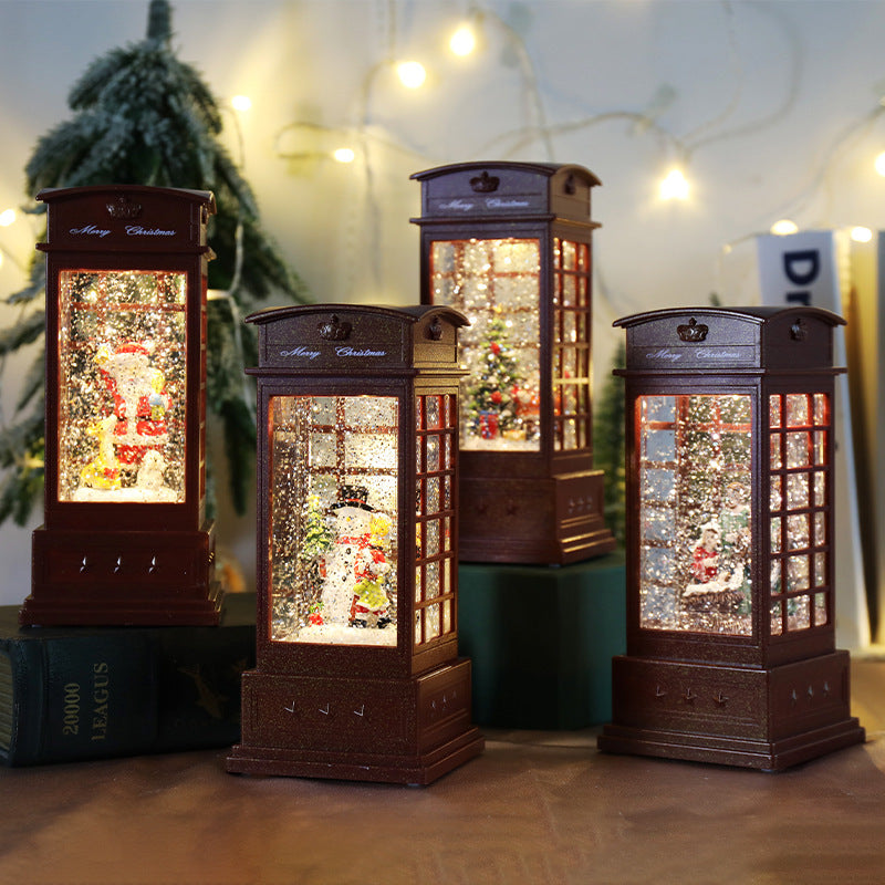 HKM-940627 Christmas-Themed Music Box Ornament - American Country Style with Telephone Booth Designs