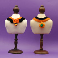 HKM-9407421 Hand Crocheted Adjustable Pet Collar for Halloween - Silent & Bell Pumpkin Designs