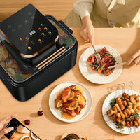 HKM-940755 12L Visual Air Fryer with Flip-Free Design, Multi-Function Deep Frying Pan, Electric Oven, Stainless Steel, 1700W