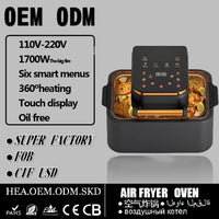 HKM-940755 12L Visual Air Fryer with Flip-Free Design, Multi-Function Deep Frying Pan, Electric Oven, Stainless Steel, 1700W