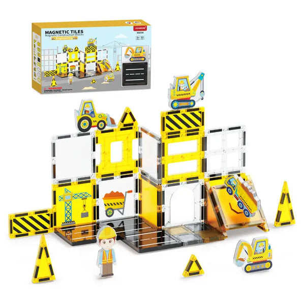 HKM-940819 Magnetic Building Tiles Set for Kids - Educational Toy with 7.5cm Pieces in Colorful Box