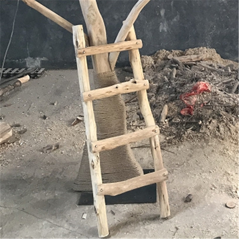 HKM-9408701 Cat Climbing Frame with Silk Flower Design and 1 Meter Lifting Ladder, Includes 50 Meter Hemp Rope