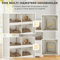 HKM-9409085 Spacious Multi-Level Hamster Cage with Storage Cabinet, Clear Panels, Cream White Finish