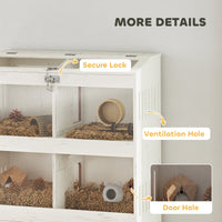 HKM-9409085 Spacious Multi-Level Hamster Cage with Storage Cabinet, Clear Panels, Cream White Finish