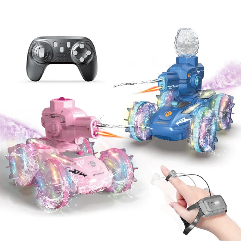HKM-941011 Amphibious Dual Remote Control Car with Water Spray Function for Indoor and Outdoor Fun