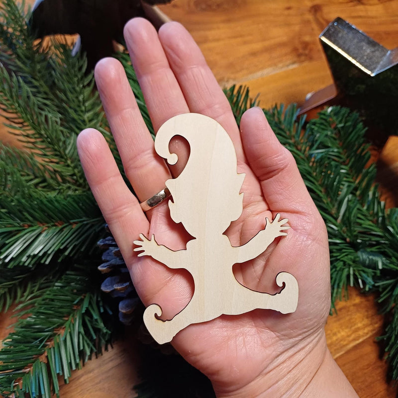 HKM-941139 Christmas Wooden Hanging Decoration - Template Footprints and Villains, Craft Pendant Size 10x7x0.5cm