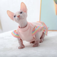 HKM-9411773 Pet Princess Style Skirt with Rainbow Flying Sleeves in Light Pink, Anti-Hair Loss German Velvet, Sizes XS-XXL