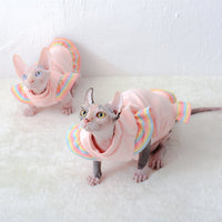 HKM-9411773 Pet Princess Style Skirt with Rainbow Flying Sleeves in Light Pink, Anti-Hair Loss German Velvet, Sizes XS-XXL