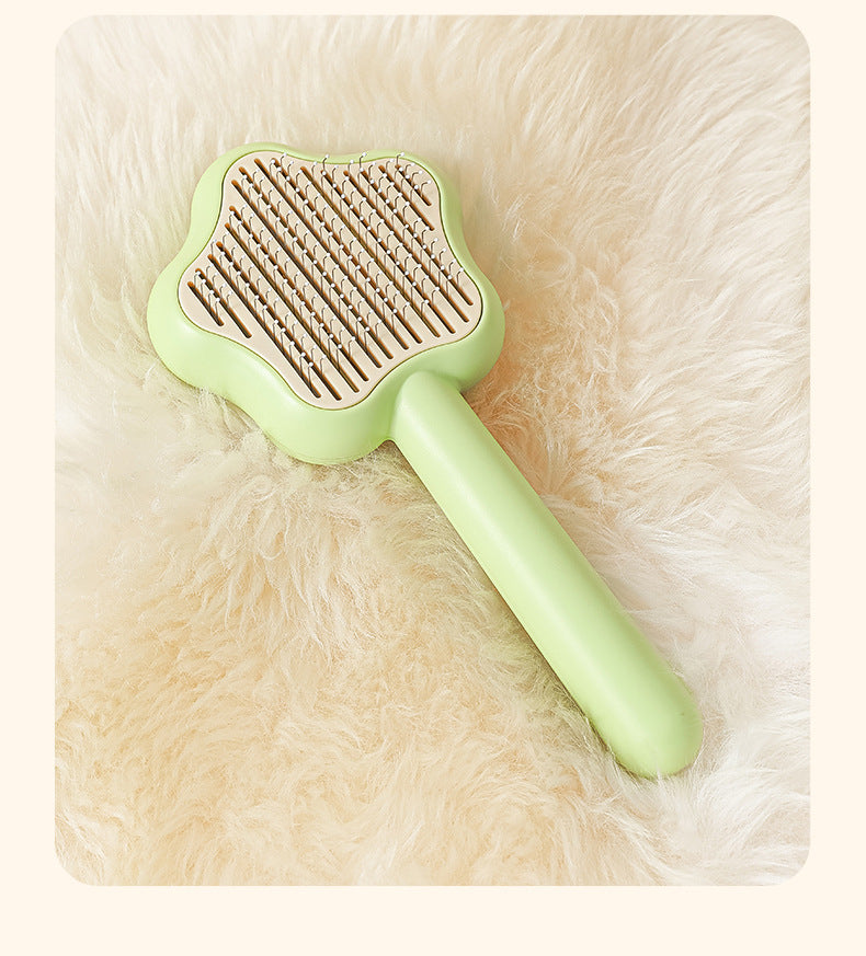 HKM-9412669 Self-Cleaning Cat Comb with Stainless Steel Needles - Pet Grooming Tool (20*9.5*2.5cm, 300g)