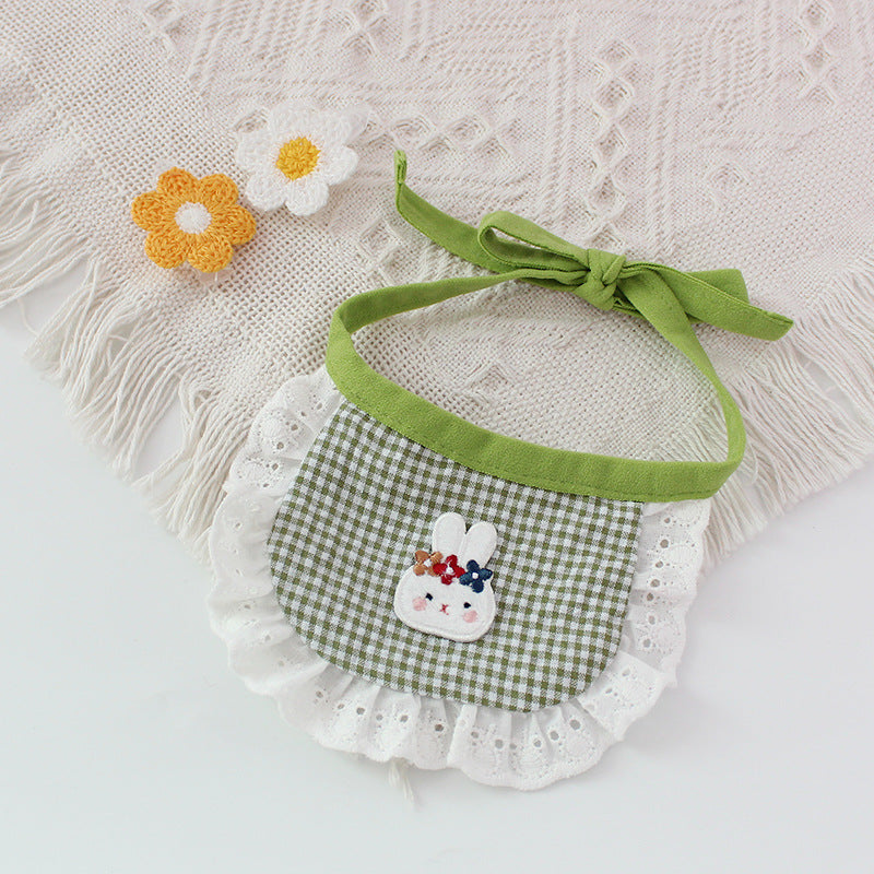HKM-9412797 Adorable Cartoon Bunny Bib for Pets, Cotton Saliva Towel in Four Colors