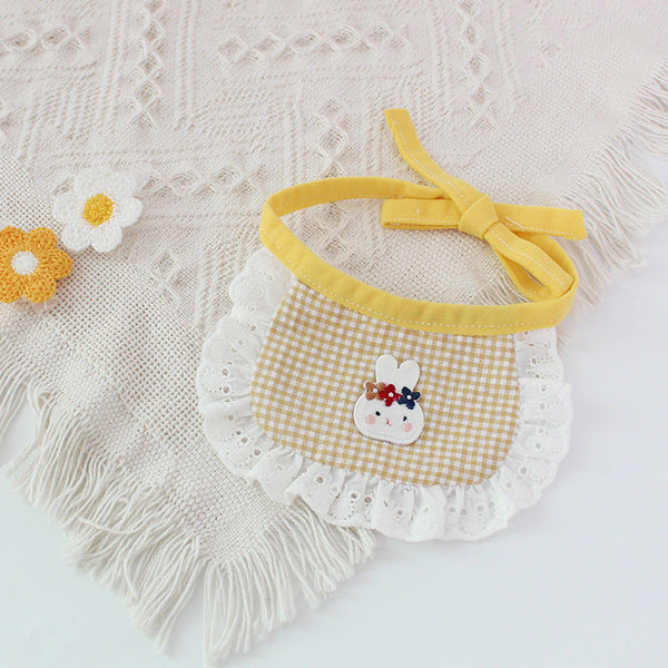 HKM-9412797 Adorable Cartoon Bunny Bib for Pets, Cotton Saliva Towel in Four Colors