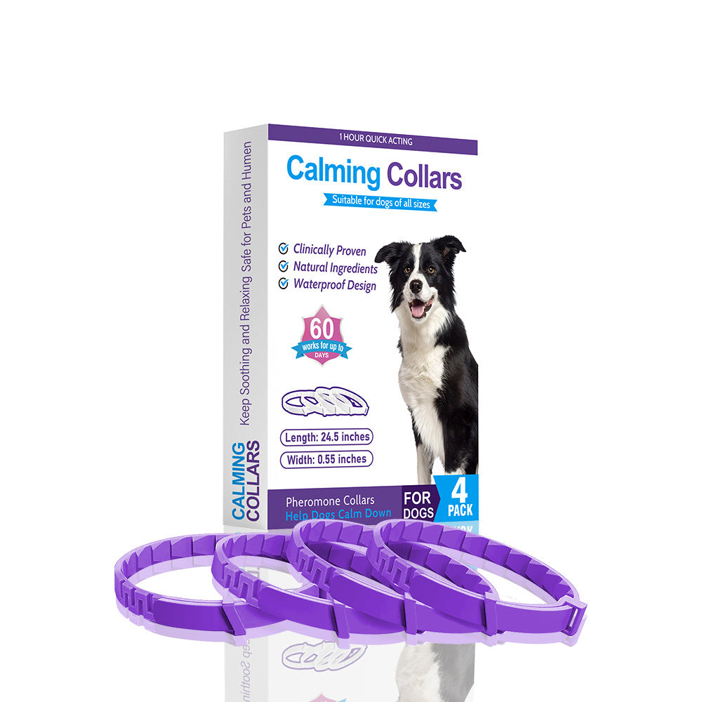 HKM-9413181 4-Pack Monochrome Dog Anxiety Relief Soothing Collars - TPR Material, Chinese Style