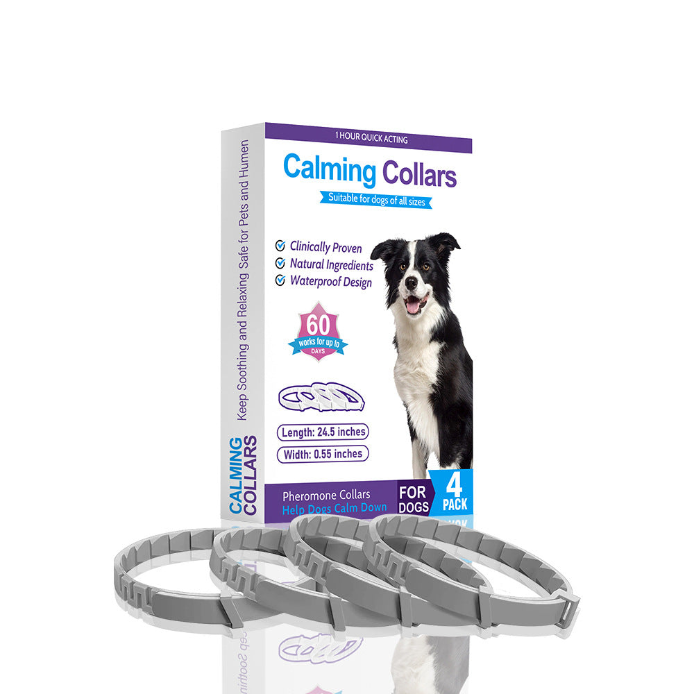 HKM-9413181 4-Pack Monochrome Dog Anxiety Relief Soothing Collars - TPR Material, Chinese Style
