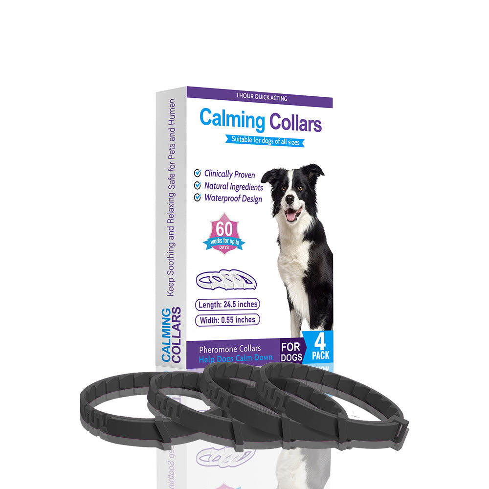 HKM-9413181 4-Pack Monochrome Dog Anxiety Relief Soothing Collars - TPR Material, Chinese Style