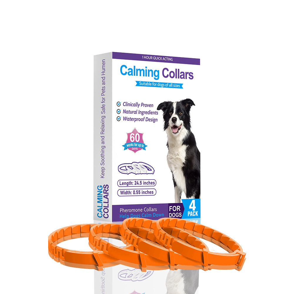 HKM-9413181 4-Pack Monochrome Dog Anxiety Relief Soothing Collars - TPR Material, Chinese Style