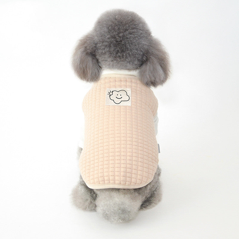 HKM-9415741 Warm Velvet Vest for Puppies in Dark Apricot and Pink - Soft Leather Material, Multiple Sizes Available