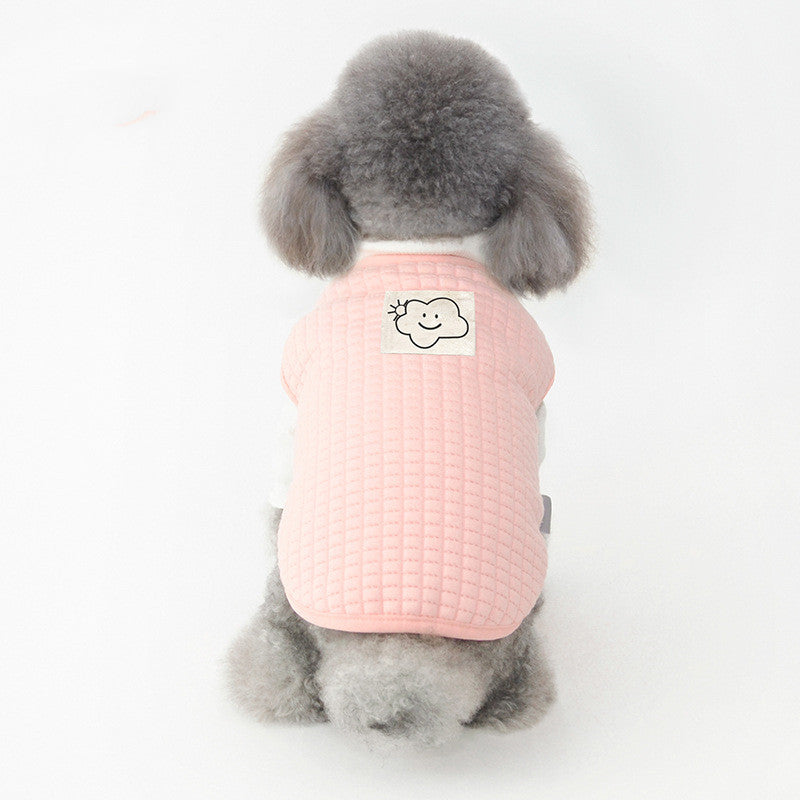 HKM-9415741 Warm Velvet Vest for Puppies in Dark Apricot and Pink - Soft Leather Material, Multiple Sizes Available