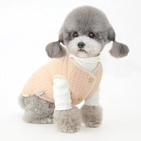 HKM-9415741 Warm Velvet Vest for Puppies in Dark Apricot and Pink - Soft Leather Material, Multiple Sizes Available